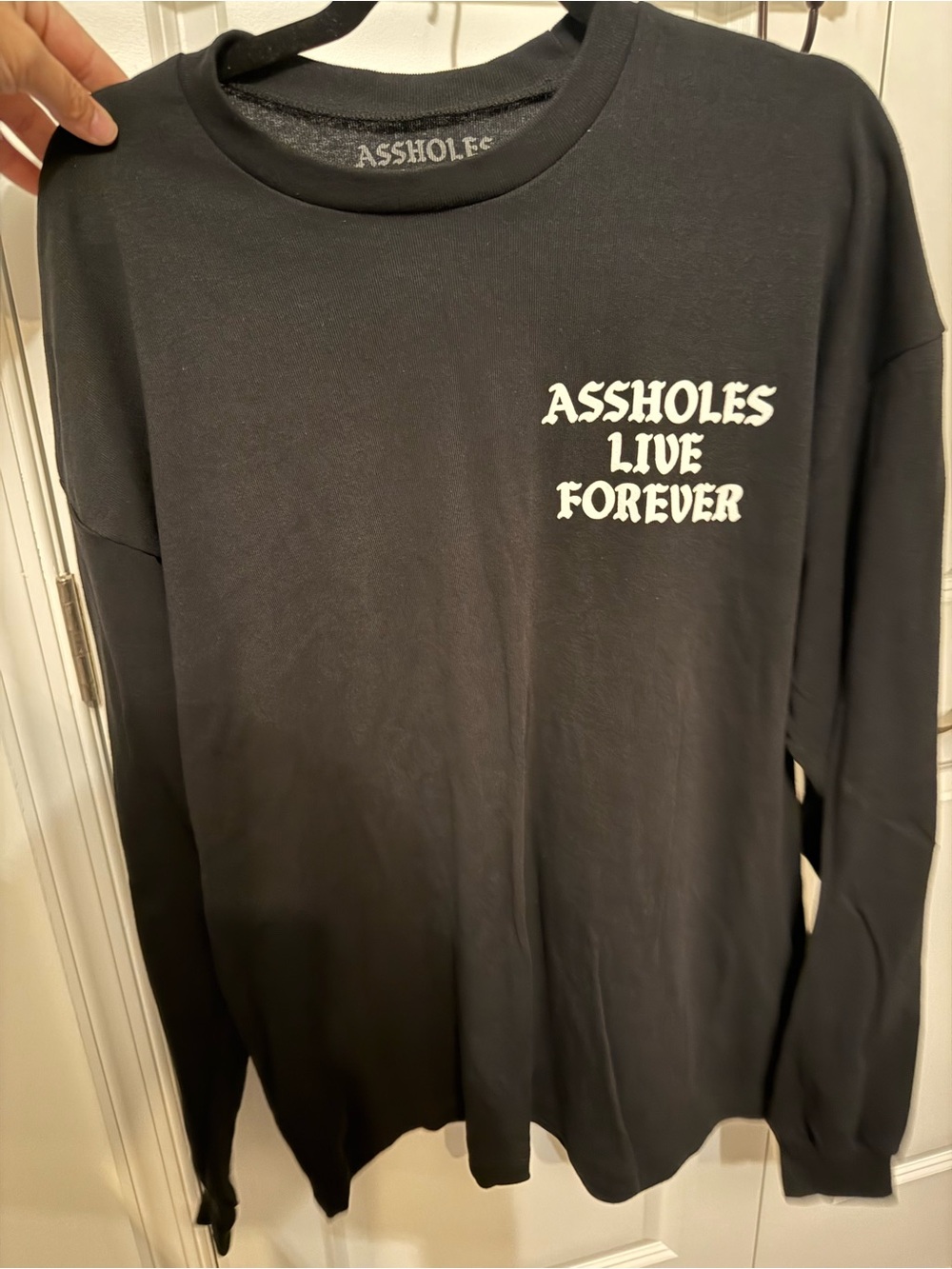 ASSHOLES Live Forever Black Graphic Crewneck Sweater